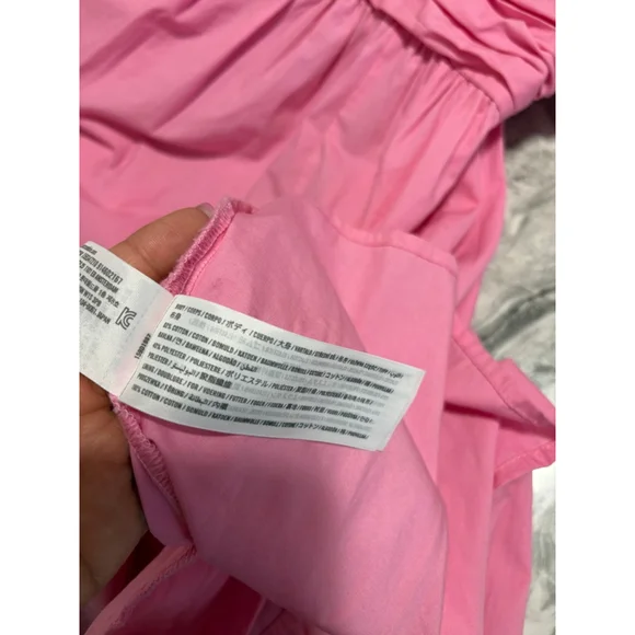 Women's Abercrombie & Fitch Pink Puff Sleeve Mini Dress M - Picture 6 of 6